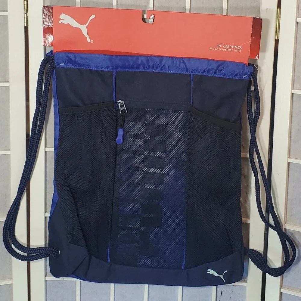 NWT PUMA SPLIT SHIFT CARRYSACK MEN'S BLAC BLUE SCHOOL WORK TRAVEL SPORT BACKPACK